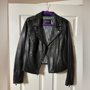 Black Rivet Women's Black Leather Moto Jacket